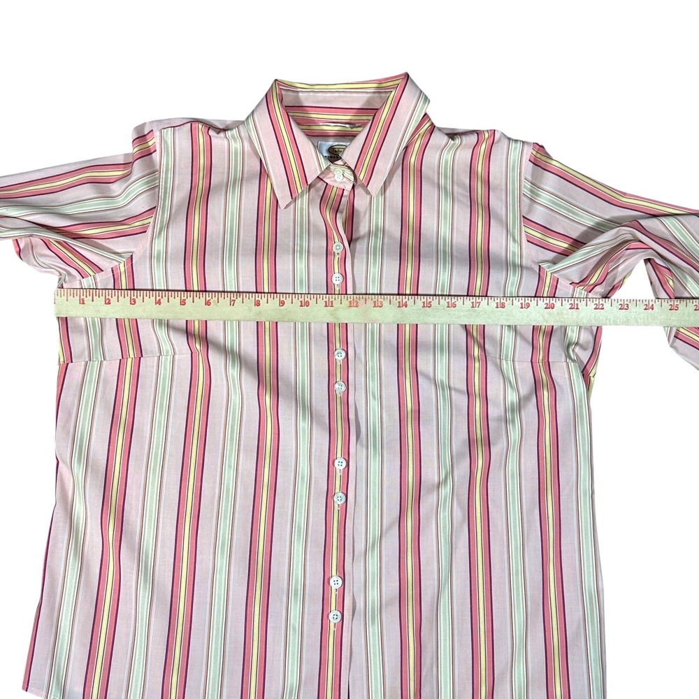 Talbots Button Down Shirt Women 12WP Pink Striped Wrinkle‎ Resistant Stretch - Picture 6 of 9